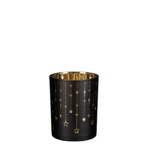 Theelicht Houder Ster Zwart - H12,5xd10cm