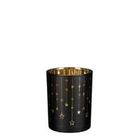 Theelicht Houder Ster Zwart - H12,5xd10cm
