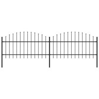 Tuinhek met speerpunt staal 359x125 cm zwart
