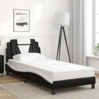 Bedframe met hoofdbord kunstleer zwart en wit 80x200 cm
