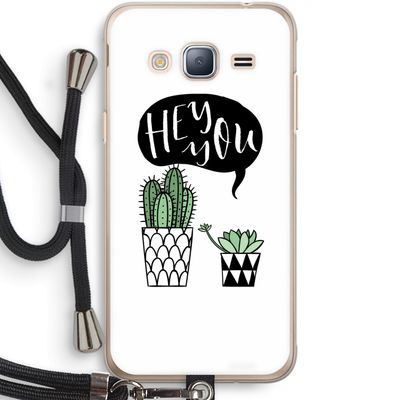 Hey you cactus: Samsung Galaxy J3 (2016) Transparant Hoesje met koord