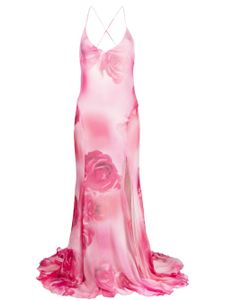 Blumarine robe longue en soie à fleurs - Rose