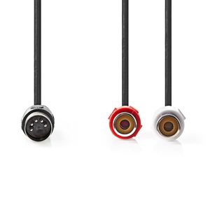 Nedis DIN-Audiokabel | DIN 5-Pins Male | 2x RCA Female | Vernikkeld | 0.20 m | Rond | PVC | Zwart | Label - CAGL20250BK02