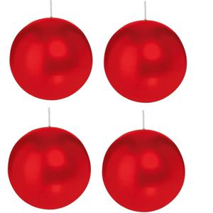 Trend Candles Bolkaars glad - 4x - rood - 8 cm - 25 branduren - ronde kaarsen