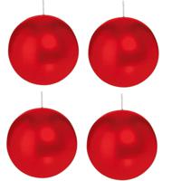 Trend Candles Bolkaars glad - 4x - rood - 8 cm - 25 branduren - ronde kaarsen