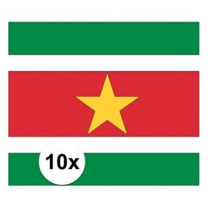 Vlag van Suriname stickers - 10x stuks - 7.5 x 10 cm - Binnen/buiten