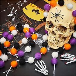 Halloween vilten balkrans - 2m fluwelen balhanger met 24 ballen, wollen horrorsfeerdecor voor spookfestival Lightinthebox