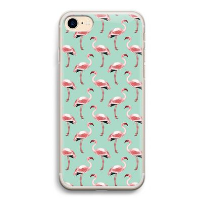 Flamingoprint groen: iPhone 7 Transparant Hoesje
