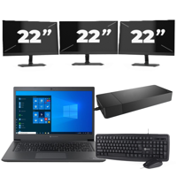 Dynabook Dynabook Tecra A40-G - Intel Core i3-8e Generatie - 14 inch - 8GB RAM - 256GB SSD - Windows 11 Home + 3x 22 inch Monitor