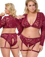 * COTTELLI Rood kanten top en ouvert slip, CC2251353 - thumbnail
