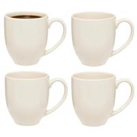 5Five Koffiemokken Venice - 4x stuks - Keramiek - wit - 480 ml - 9 x 11 cm