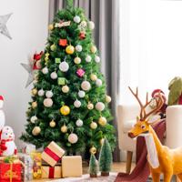 150cm Weelderige Groene Kunstmatige Kerstboom Bloeiende Opvouwbare Kerstboom - thumbnail