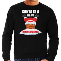 Foute Kersttrui / outfit Santa is a big fat motherfucker zwart voor heren