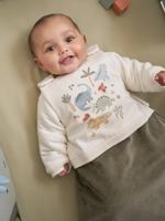 Slaapzak met afneembare mouwen van twee materialen MINISAURUS olijf