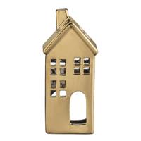 Op=Op | Leen Bakker - Waxinelichthouder Huis - Goudkleur - 17,5x8x7 Cm - Keramiek - Goudkleurig