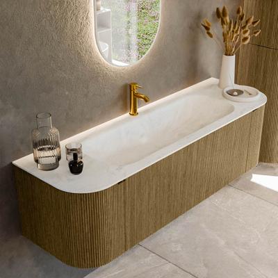 Badmeubel Mondiaz Kurve-Dlux | 150 cm cm | Meubelkleur Dusk | Wastafelkleur Opalo | Solid surface | Wasbak midden spoelbak | 1 kraangat