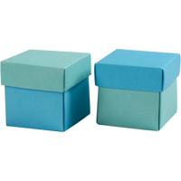 Vouwdoos, afm 5,5x5,5 cm, 250 gr, lichtturquoise/donkerturquoise, 10 stuk/ 1 doos