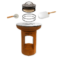 Pakketdeal BonFeu BonBiza open corten + pizzaoven + standaard + pizzaschep + pizzasnijder