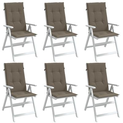 VidaXL Stoelkussens 6 st hoge rug 120x50x4 cm stof gemêleerd taupe