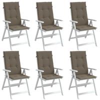 VidaXL Stoelkussens 6 st hoge rug 120x50x4 cm stof gemêleerd taupe