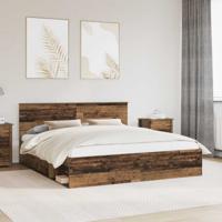 Bedframe met hoofdeinde Oudhout 200 x 200 cm Bewerkt hout