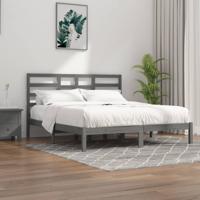 Bedframe massief hout grijs 200x200 cm
