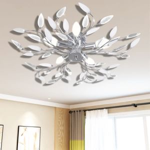 VidaXL Plafondlamp met kristallen bladeren van acryl 5xe14 wit