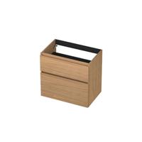 INK - Onderkast 2 Laden Greeploos met Houten Keerlijst A-symmetrisch - 700x450x650 Mm - Blank Eiken