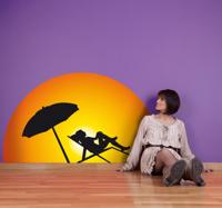 Sticker silhouette strand zon