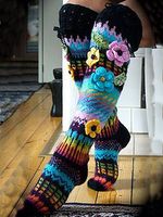 Colorful woolen flower Socks - thumbnail