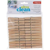 24x stuks Houten wasknijpers van 7 cm - bamboe hout - thumbnail