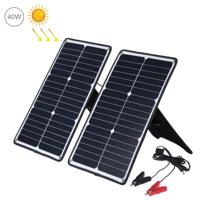 HAWEEL 2 stuks 20W monokristallijne silicium zonne-energie paneel lader met USB-poort & houder & Tiger clip ondersteuning QC 3.0 en AFC (zwart)