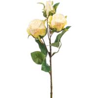 Kunstbloem Roos tak - 44 cm - creme wit - Kunst zijdebloemen - thumbnail