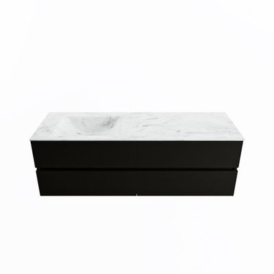 MONDIAZ VICA-DLUX 150cm badmeubel onderkast Urban 4 lades. Inbouw wastafel CLOUD links 1 kraangat, kleur Opalo.