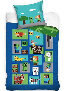 Minecraft Dekbedovertrek Blocks 140 x 200 cm - Katoen (60 x 70 cm)