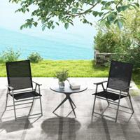 2-Delige Opvouwbare Tuinstoelen Hoge Stoelen met Weerbestendige Stof Draagbare Metalen Buitenstoelen Grijs / Zwart