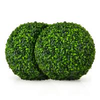 Buxusbol 2 Stuks 40 cm UV-Bestendig Gevormde Kunstplant Decoratieve Plant Kunstplant Decoratieve Bolplanten voor Huis Tuin Bruiloft