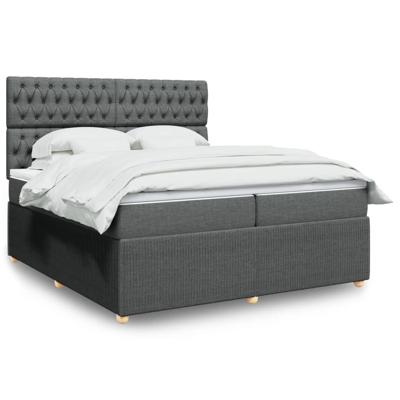 Boxspring met matras stof donkergrijs 200x200 cm
