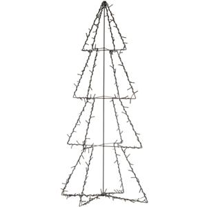 Verlichte 3D kerstboom - 117 cm - zwart - metaal - 190 led lichtjes - warm wit - lichtboom