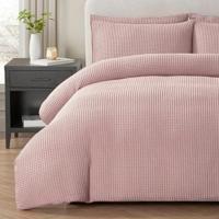 Waffle Bliss Dekbedovertrek Roze - Luxe, Comfort en Tijdloze Stijl-1-persoons (140 x 200/220 cm)