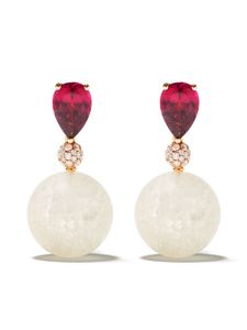 De Grisogono "boucles d'oreilles pendantes en or rose 18ct à ornements en quartz, rhodolite et diamant"