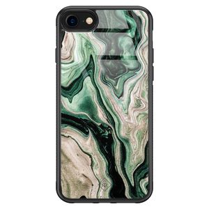 iPhone SE 2020 glazen hardcase - Green waves