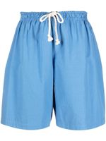 Jil Sander short en coton à lien de resserrage - Bleu