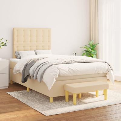 Boxspring met matras stof crèmekleurig 120x200 cm