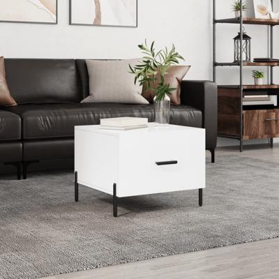 Salontafel 50x50x40 cm bewerkt hout hoogglans wit