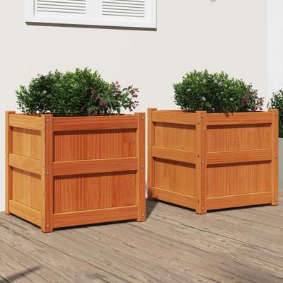 VidaXL Plantenbakken 2 st cm massief grenenhout wasbruin