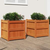 VidaXL Plantenbakken 2 st cm massief grenenhout wasbruin
