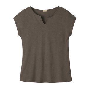 T-shirt van hennep en bio-katoen, taupe Maat: 36/38