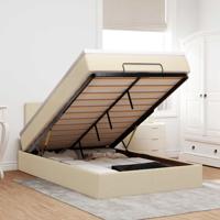 Ottoman bed met matras en LED's 120x200cm stof crèmekleurig