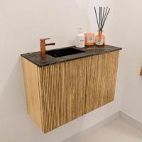 Toiletmeubel Mondiaz Joya Dlux | 60 cm | Meubelkleur Oak | Faye wastafel Lava Wasbak Links | 1 kraangat